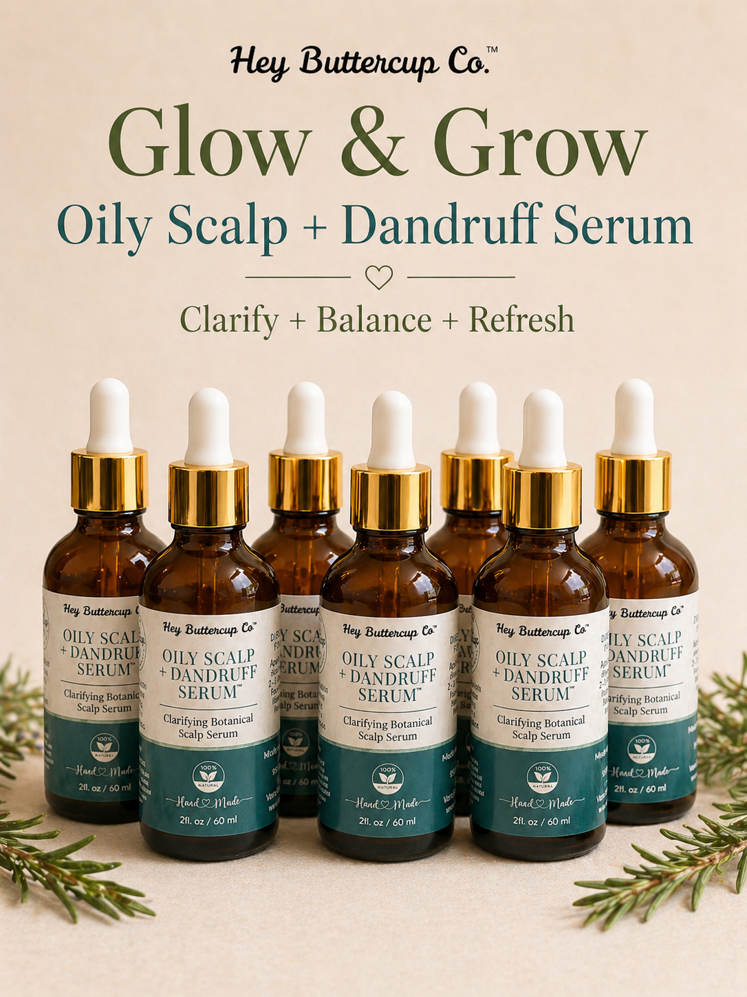 Glow & Grow Oily Scalp + Dandruff Serum | Clarifying Botanical Scalp Treatment for Itchy, Flaky, Oily Scalp