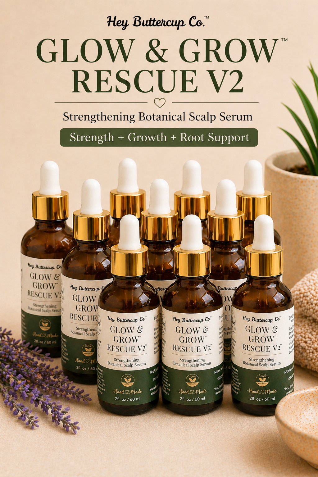 Glow & Grow Rescue V2 | Strengthening Botanical Scalp Serum | Hair Growth + Breakage Repair for Thinning Hair