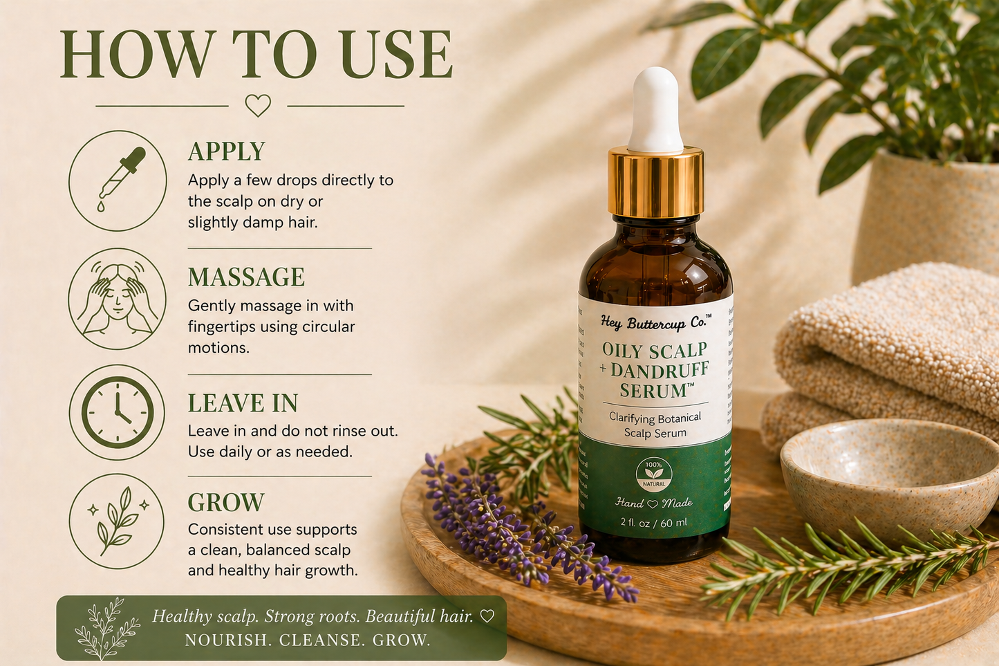 Glow & Grow Oily Scalp + Dandruff Serum | Clarifying Botanical Scalp Treatment for Itchy, Flaky, Oily Scalp